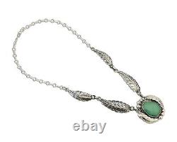 Navajo Necklace 925 Silver Green Turquoise Artist Signed C Montoya C. 80's