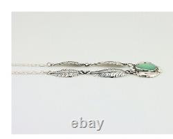 Navajo Necklace 925 Silver Green Turquoise Artist Signed C Montoya C. 80's