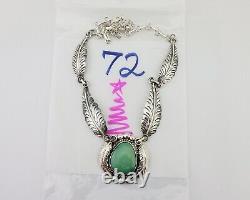 Navajo Necklace 925 Silver Green Turquoise Artist Signed C Montoya C. 80's