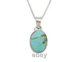 Navajo Necklace. 925 Silver Kingman Turquoise Native American Signed C. 1980's