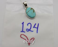 Navajo Necklace. 925 Silver Kingman Turquoise Native American Signed C. 1980's