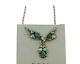 Navajo Necklace 925 Silver Natural Malchite Native American Signed Sn C. 80's