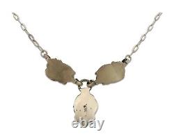 Navajo Necklace 925 Silver Natural Malchite Native American Signed SN C. 80's