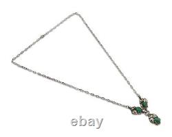 Navajo Necklace 925 Silver Natural Malchite Native American Signed SN C. 80's