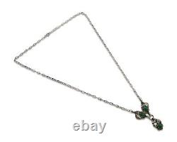 Navajo Necklace 925 Silver Natural Malchite Native American Signed SN C. 80's