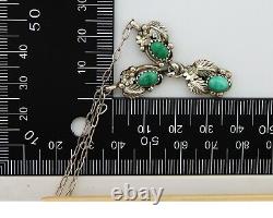 Navajo Necklace 925 Silver Natural Malchite Native American Signed SN C. 80's