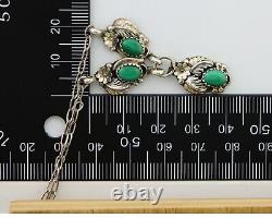 Navajo Necklace 925 Silver Natural Malchite Native American Signed SN C. 80's