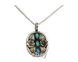 Navajo Necklace 925 Silver Natural Turquoise Artist Native American C. 80's