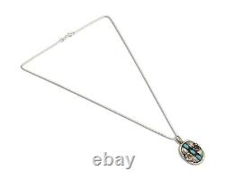 Navajo Necklace 925 Silver Natural Turquoise Artist Native American C. 80's