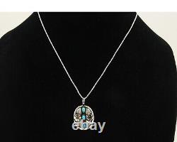 Navajo Necklace 925 Silver Natural Turquoise Artist Native American C. 80's