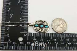 Navajo Necklace 925 Silver Natural Turquoise Artist Native American C. 80's