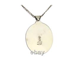 Navajo Necklace 925 Silver Natural Turquoise Artist Signed M Montoya C. 80's