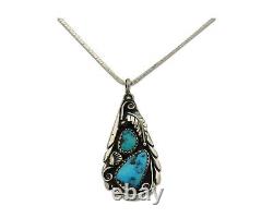 Navajo Necklace 925 Silver Natural Turquoise Native American Artist C. 80's