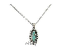 Navajo Necklace 925 Silver Natural Turquoise Native American Artist C. 80's