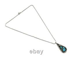 Navajo Necklace 925 Silver Natural Turquoise Native American Artist C. 80's