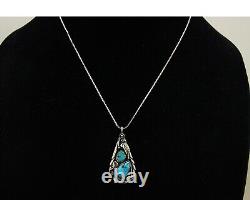 Navajo Necklace 925 Silver Natural Turquoise Native American Artist C. 80's