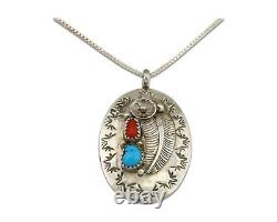 Navajo Necklace 925 Silver Spiderweb Turquoise Native American Artist C. 80's