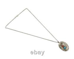 Navajo Necklace 925 Silver Spiderweb Turquoise Native American Artist C. 80's