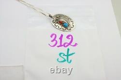 Navajo Necklace 925 Silver Spiderweb Turquoise Native American Artist C. 80's