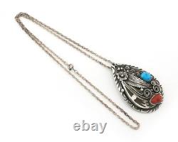 Navajo Necklace Sterling Silver Vintage Natural Gemstone Native American Artist