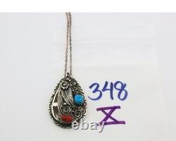 Navajo Necklace Sterling Silver Vintage Natural Gemstone Native American Artist