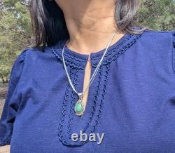 Navajo Necklace Turquoise Pendant Liquid Silver Chain Handmade Native American