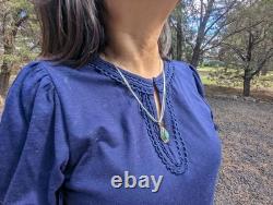 Navajo Necklace Turquoise Pendant Liquid Silver Chain Handmade Native American