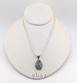 Navajo Necklace Turquoise Pendant Liquid Silver Chain Handmade Native American