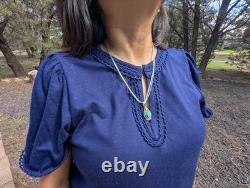 Navajo Necklace Turquoise Pendant Liquid Silver Chain Handmade Native American