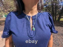 Navajo Necklace Turquoise Pendant Liquid Silver Chain Handmade Native American
