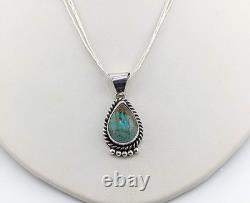 Navajo Necklace Turquoise Pendant Liquid Silver Chain Handmade Native American