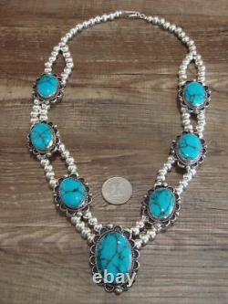 Navajo Nickel Silver & Blue Howlite Necklace Cleveland
