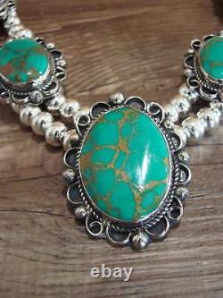 Navajo Nickel Silver & Green Howlite Necklace Cleveland