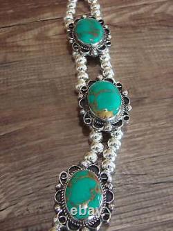 Navajo Nickel Silver & Green Howlite Necklace Cleveland