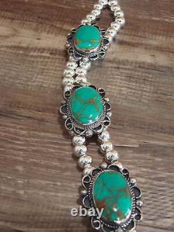 Navajo Nickel Silver & Green Howlite Necklace Cleveland