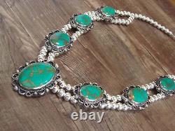 Navajo Nickel Silver & Green Howlite Necklace Cleveland