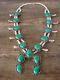 Navajo Nickel Silver Turquoise Squash Blossom Necklace By Jackie Cleveland