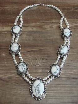 Navajo Nickel Silver & White Howlite Necklace Cleveland