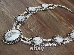 Navajo Nickel Silver & White Howlite Necklace Cleveland