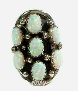 Navajo Opal Cluster Ring Size 6 Sterling Silver Signed Native American