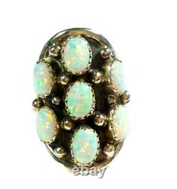 Navajo Opal Cluster Ring Size 6 Sterling Silver Signed Native American