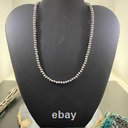 Navajo Pearl Beads 4 mm Sterling Silver Necklace 20 Length For Women