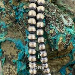 Navajo Pearl Beads 4 mm Sterling Silver Necklace Length 16 For Women