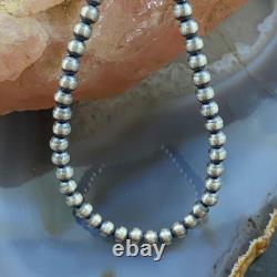 Navajo Pearl Beads 4 mm Sterling Silver Necklace Length 24 For Women