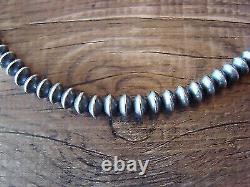 Navajo Pearl Sterling Silver Saucer Bead Hand Strung 16 Necklace Doreen Jake