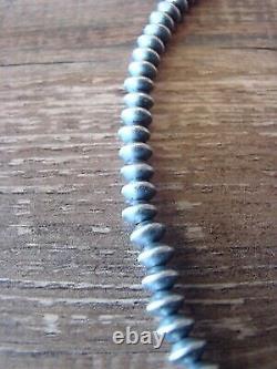 Navajo Pearl Sterling Silver Saucer Bead Hand Strung 16 Necklace Doreen Jake