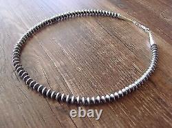Navajo Pearl Sterling Silver Saucer Bead Hand Strung 16 Necklace Doreen Jake
