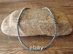 Navajo Pearl Sterling Silver Saucer Bead Hand Strung 16 Necklace Doreen Jake