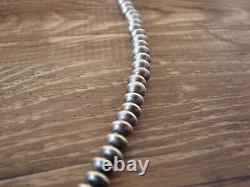 Navajo Pearl Sterling Silver Saucer Bead Hand Strung 20 Necklace Doreen Jake