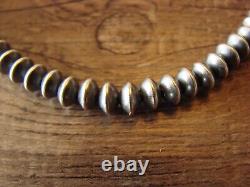 Navajo Pearl Sterling Silver Saucer Bead Hand Strung 22 Necklace